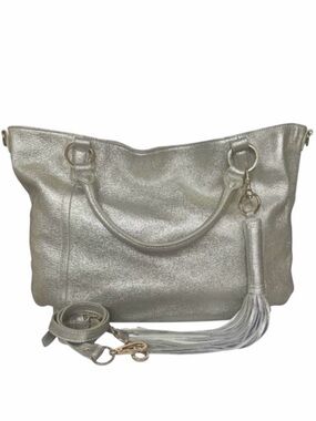 G.I.L.I. Metallic Champagne Gold Leather Roma 2 Tote Satchel Bag